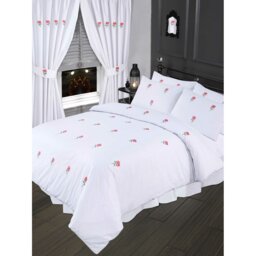 BLUSH Poteau Embroidered Pencil Pleat Semi Sheer Curtains