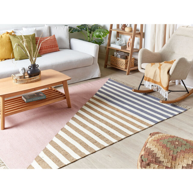 Lotario Geometric Wool Pink/Beige/Blue Rug