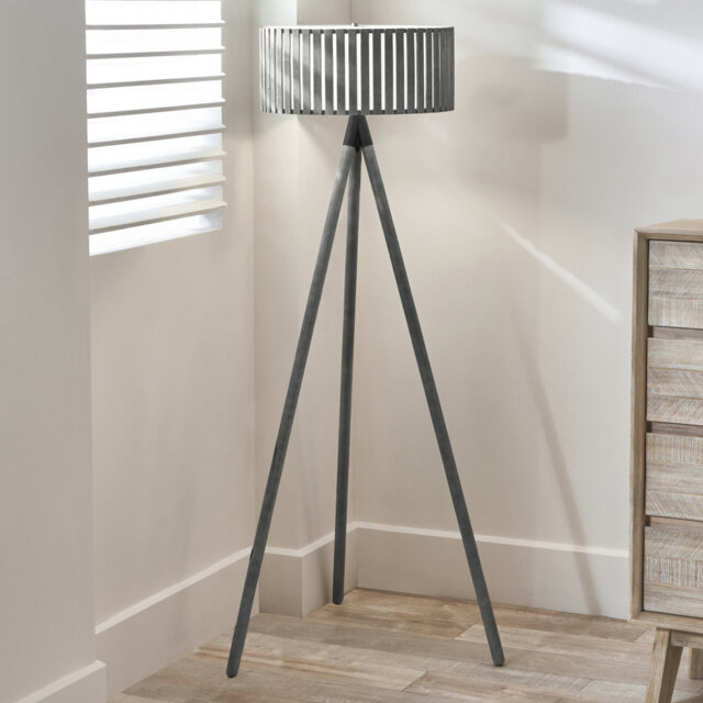 Rabanne Slatted Wood Tripod Floor Lamp