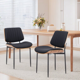 Windsor Contemporary Kitchen & Dining Chair with Walnut Bentwood Frame and Padded Faux Leather Seat