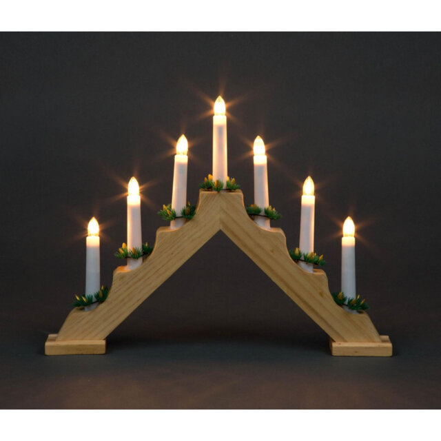 Christmas Nativity LED Candle Bridge with Candles, Pine Effect and Inline Switch