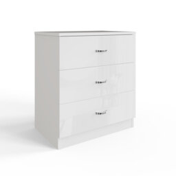Brendle 3 Drawer Chest Of Drawers: 60cm Wide - High Gloss Front with Chrome Handles, Scratch Resistant.