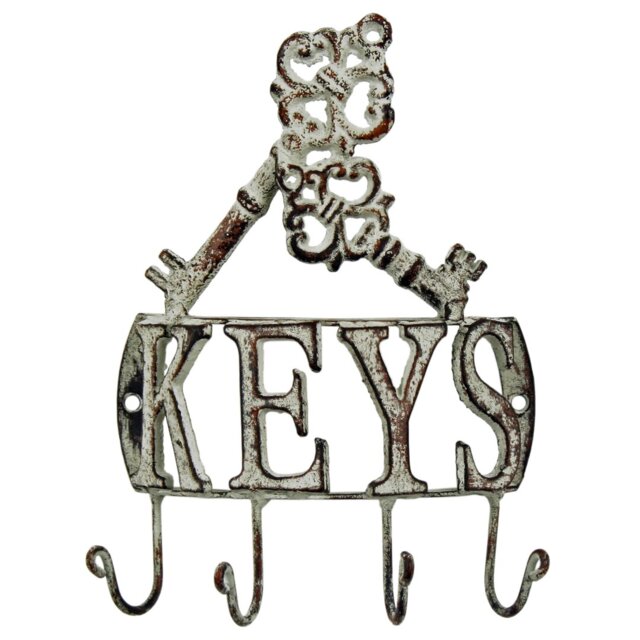 Metal Wall Organizer with Key Hooks