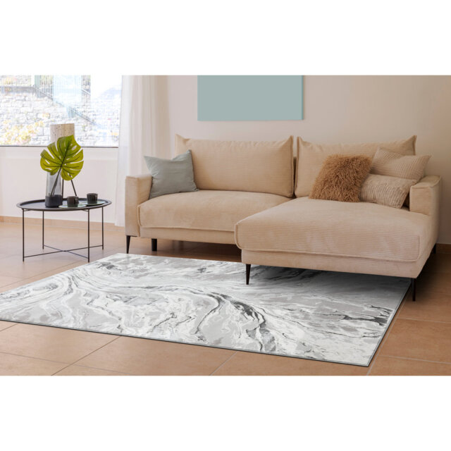 Gray / Cream Rug - Abstraction, modern, structural