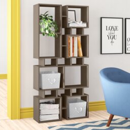 Mcleod Modern Asymmetric Freestanding Bookcase 4-Tier Storage Unit with 8 Open Compartments
