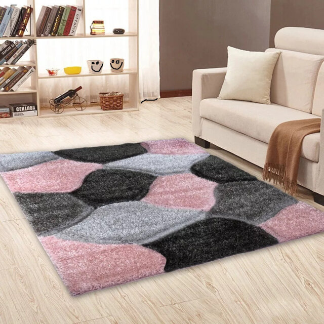 Modern 3D Shaggy Rugs Geometric Carved Design Large Area Rugs Soft Thick Fluffy Rug For Living Room Bedroom Small Floor Mats