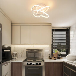 1-Light 32cm Modern LED Semi Flush Mount with 4-Petal Flower Design