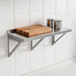 Stainless Steel Wall-Mounted Shelf, Silver Floating Kitchen Storage Rack with Rounded Edge and Back Lip, Heavy Duty, 24x12x11.5, 24x14x13 or 30x18x17i