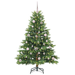 Artificial Christmas Tree with 150 LEDs Green PE and PVC