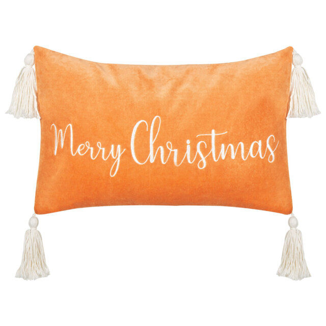Velvet Cushion Christmas Motif with Tassels 30 x 50 cm LITHOPS