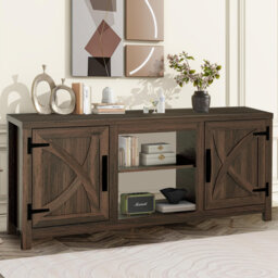 "58"" Tv Stand For Tvs Up To 65 Inch, Media Entertainment Center With Storage Cabinets, White Modern Tv Cabinet For Living Room"