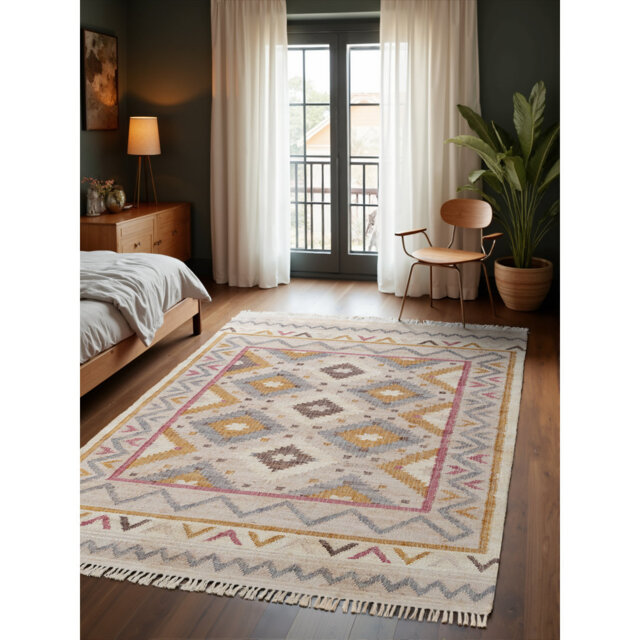 Imani Kilim Rug by ELLE Decoration - Natural Living Room Rug Made of Jute, Hand-Woven Afghan Kilim Living Room, Bedroom, Dining Room
