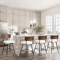 Swivel Upholstered Counter Stool with Metal Frame