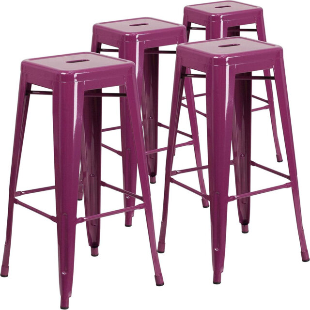 Anastassios Industrial Style Stool - Modern Metal Galvanised Steel