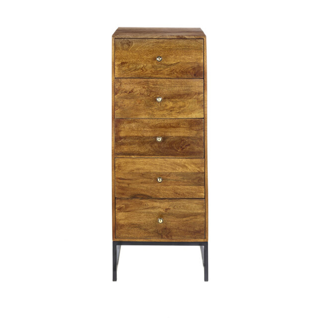 Lotsee Solid Wood 48cm W 5 - Drawer Chest of Drawers