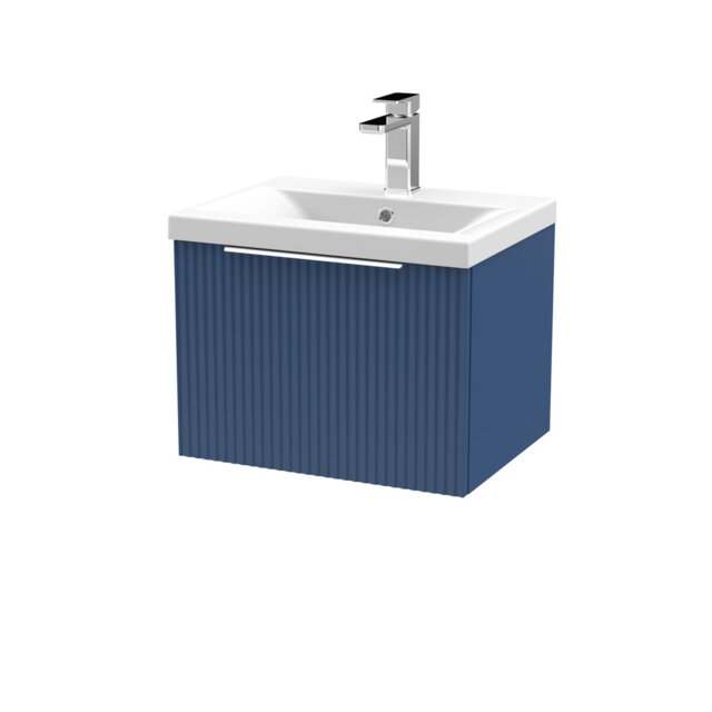 Fluted 510mm Single Bathroom Vanity with Drop In Vitreous China Basin