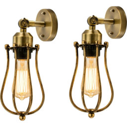 Vintage Industrial Adjustable E27 Wire Cage Wall Sconce, Oil Rubbed Indoor Wall Lamp