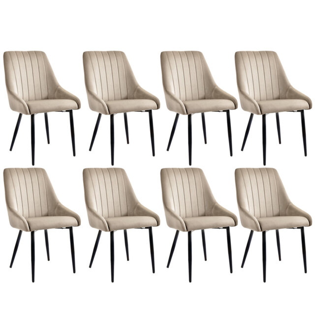 Velvet Upholstered Dining Chair With Vertical Channel Back And Metal Legs