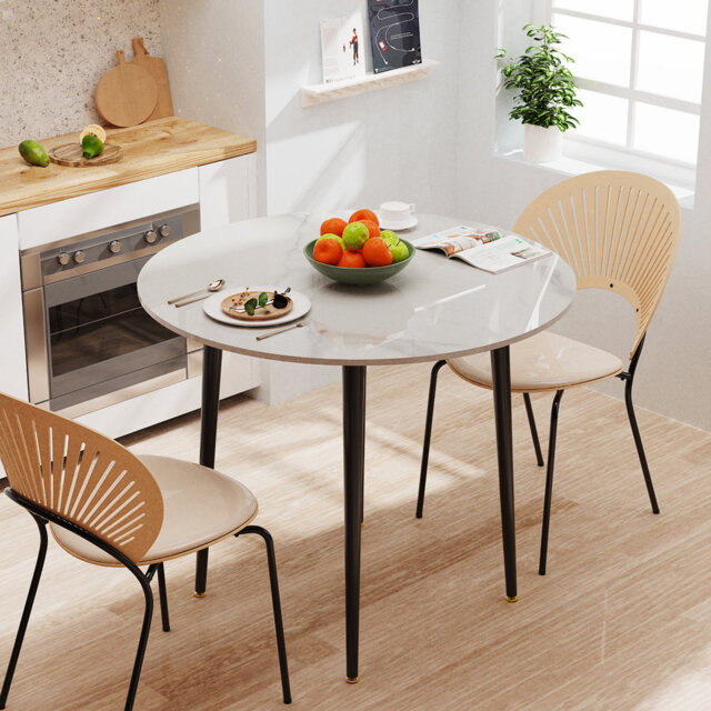 Anglica Round Stone Top Metal Base Dining Table