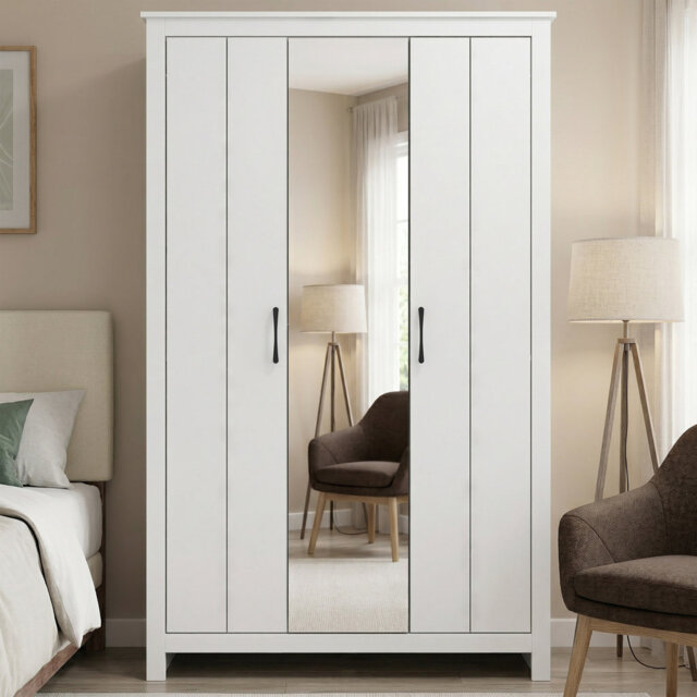 Limestone Betros 3 Door Wardrobe with Mirror