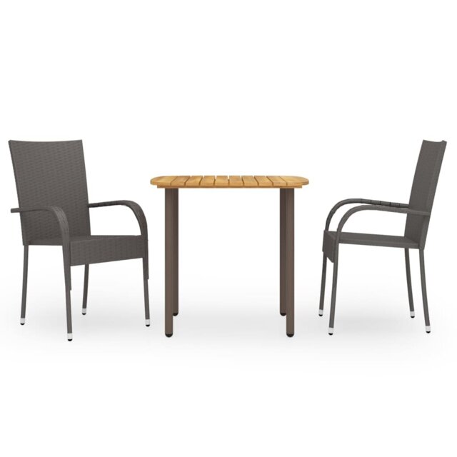 Rosalind Wheeler 3 Piece Garden Dining Set Poly Rattan Brown