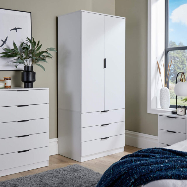 Phoenix 2 Door 3 Drawer Hanging Rail Bedroom Storage Wardrobe
