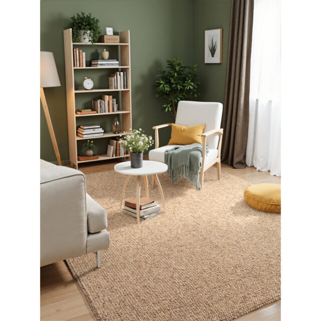 Rocco flat-woven rug by ELLE Decoration - machine washable, wool look, modern, Scandinavian style for living room, bedroom, dining room, hallway