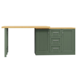 Extendable Kitchen Island With 2 Doors And 3 Drawers White