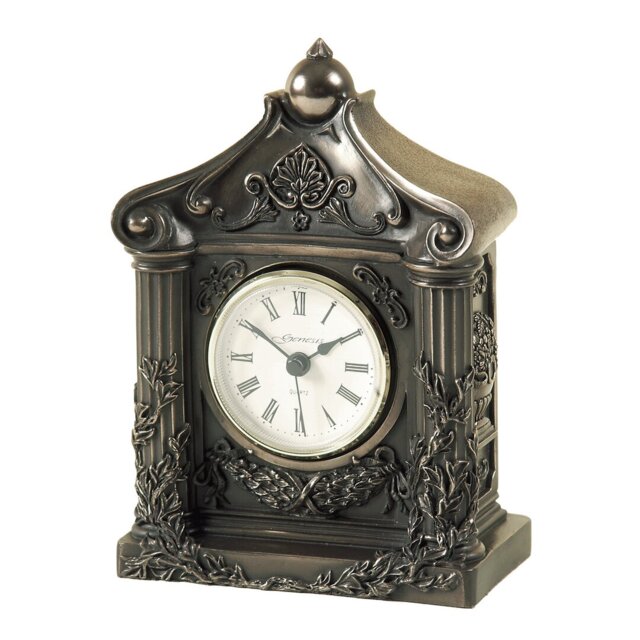 Traditional Analogue Resin Quartz Movement / Crystal Tabletop Clock in Bronze