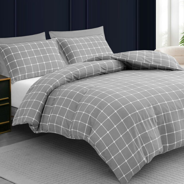 Premium Duvet Cover Set Double Brushed Microfiber Reversible With Zipper Closure & Corner Ties