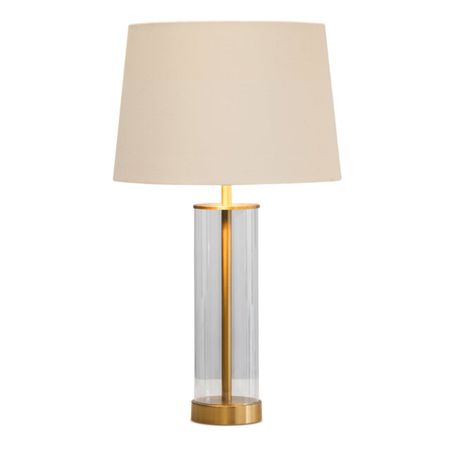 Albesa 57cm Cylinder Clear Glass Gold Metal Table Lamp