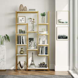 Arge Corner Shelf Unit,180cm Shelving Unit Bookshelf  for Study Room/Living Room