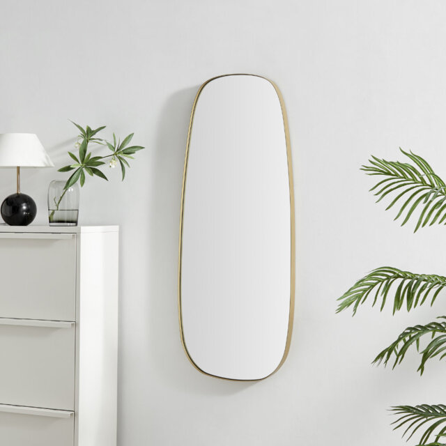 Elody Pebble Shaped Metal Hallway Wall Mirror - Irregular Asymmetrical Design