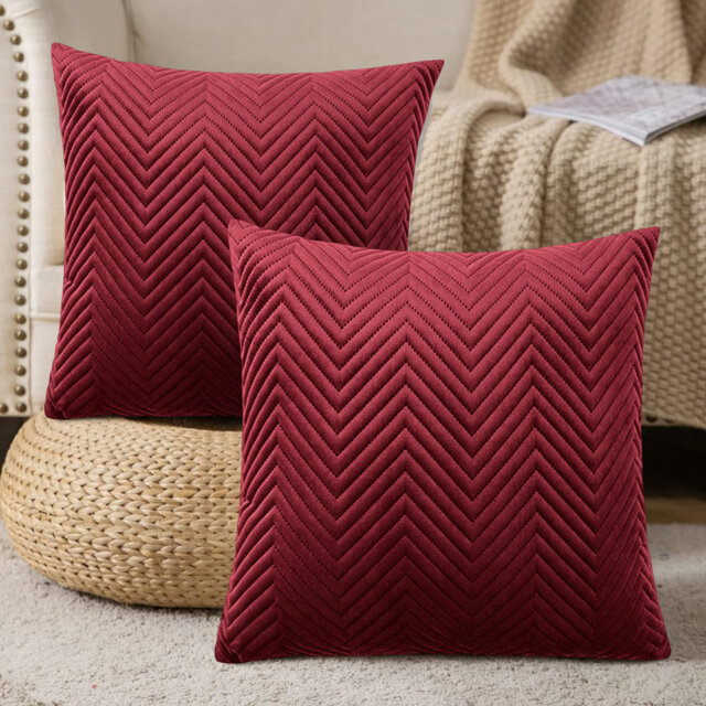 Embossed Crushed Velvet Cushion Cover (Pack Of 2)