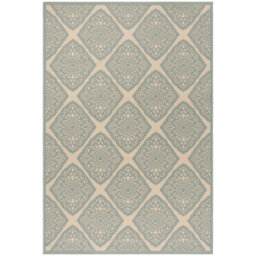 Hardrian Hooked Indoor/ Outdoor Cream/Aqua Rug
