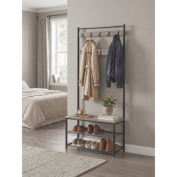 Coat Rack, Hall Tree with Shoe Storage Bench, 32 x 70 x 175 cm, Industrial