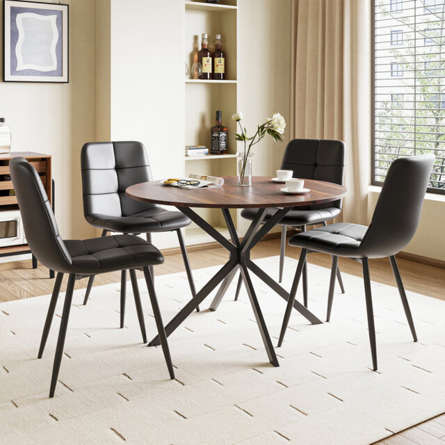 Dining Table And Chairs Set Of 4, Folding Round Dining Table With 4 Chairs For Dining Room,Kitchen,Living Room