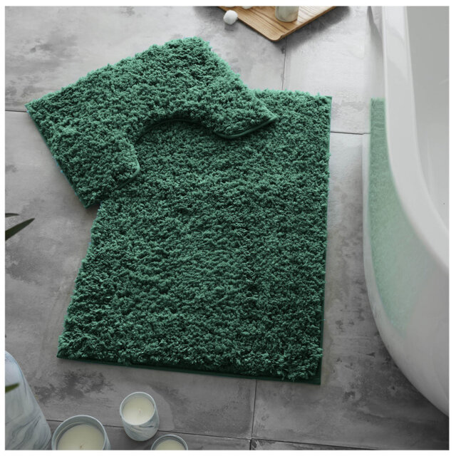 Luxury Zero Twist Bath Mat Set 2 Piece Plush Microfiber Bathroom Rug & Pedestal Mat Non Slip Absorbent Washable