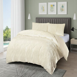 Emilia Duvet Cover Set with Pillowcases – Jacquard Damask Pattern, Luxury Textured Bedding Set, Double/King/Super King Sizes
