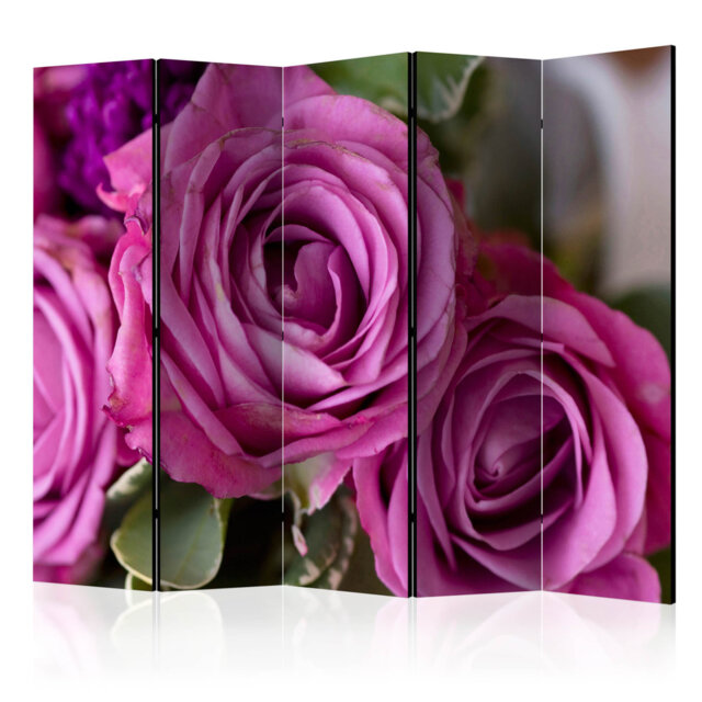 225cm W x 172cm H 5 - Panel Solid Wood Folding Room Divider