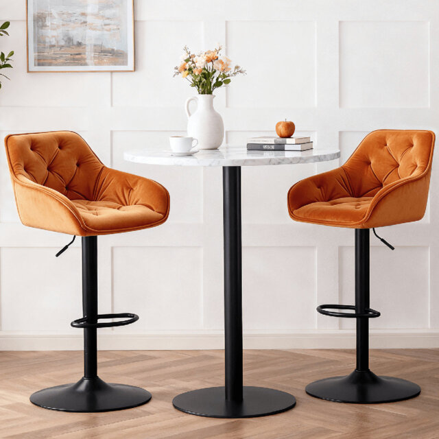 Swivel Velvet Upholstered Adjustable Height Counter Stool