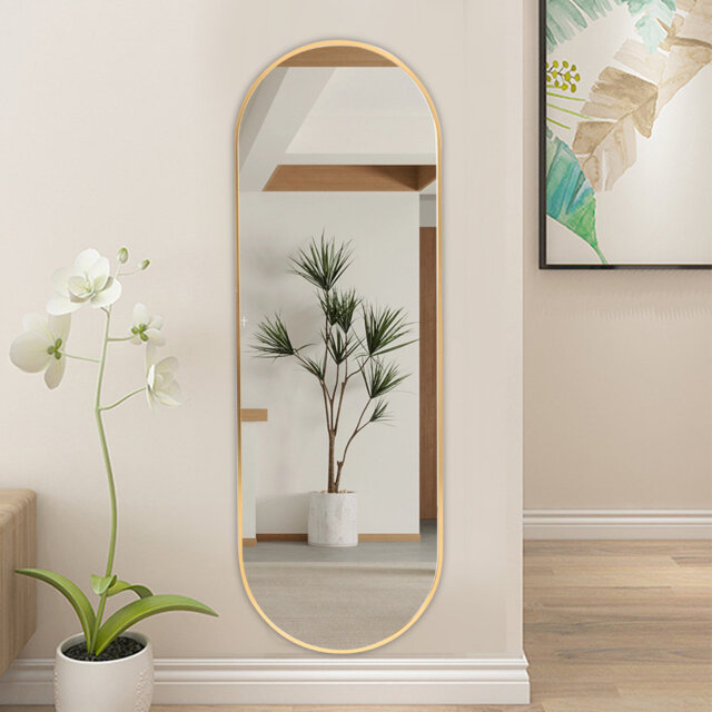 Lottie Oval Metal Framed Wall Mounted Full Length Mirror