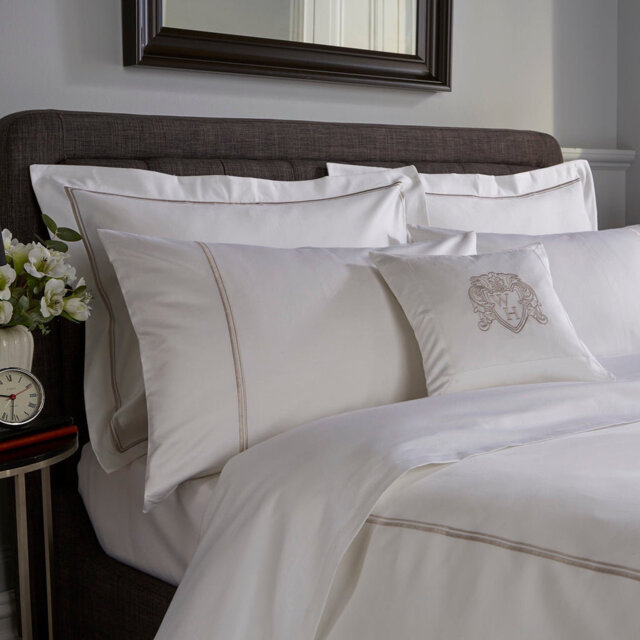800 Thread Count Double Cord Embroidered Sateen Pillowcase - Set of 2