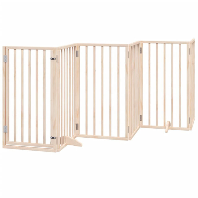 Archie & Oscar Dog Gate With Door Foldable 9 Panels White 450 Cm Poplar Wood