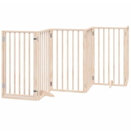 Archie & Oscar Dog Gate With Door Foldable 9 Panels White 450 Cm Poplar Wood