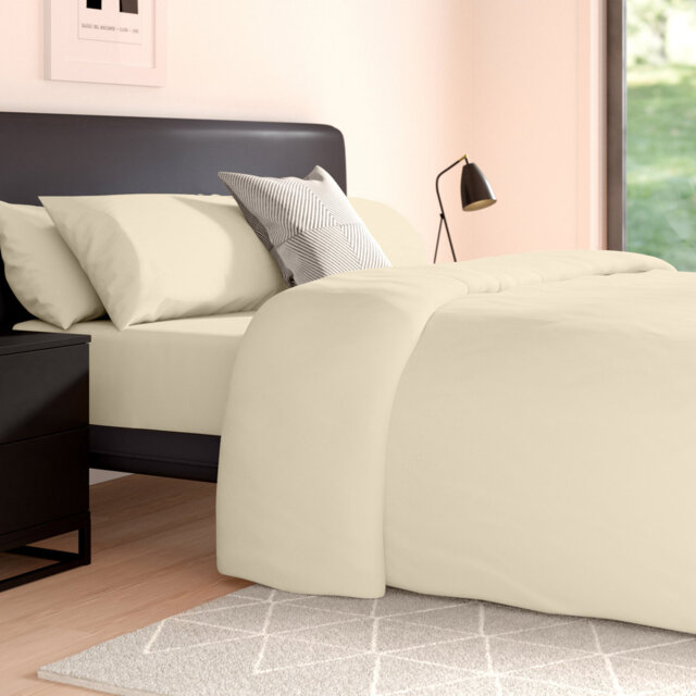 Cotton Blend Plain Dyed Duvet Cover Set with Pillowcases - Premium Polycotton Bedding for Comfort & Style