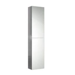 iBathUK Bergen Wall Mounted Tall Stainless Steel Bathroom Mirror Cabinet with Double Door and 5 Shelves in Silver, 1300 x 300mm