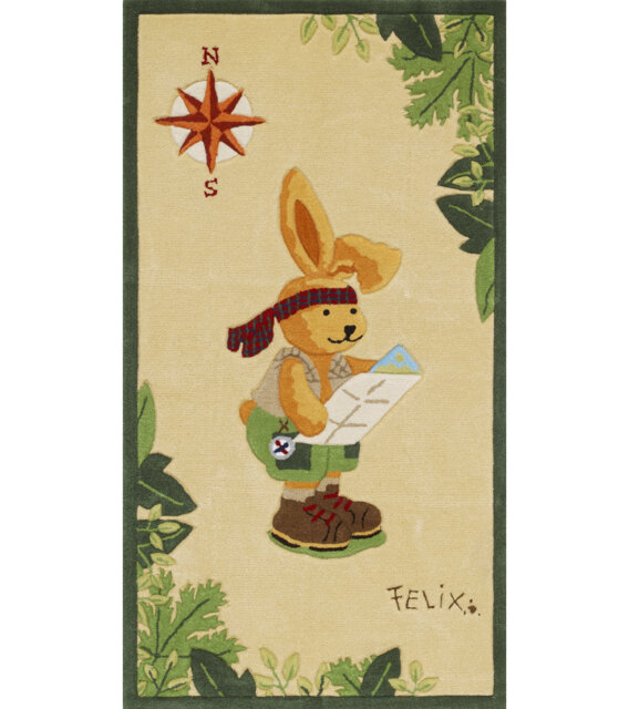 Felix The Rabbit Handwoven Beige/Green Rug