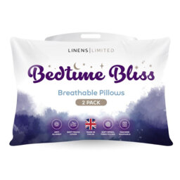 Linens Limited Soft Pillow, Made in the UK, Bedtime Bliss, Soft and Firm with Orthopedic Support, Non-Allergenic Hollowfibre, Machine Washable - Pack