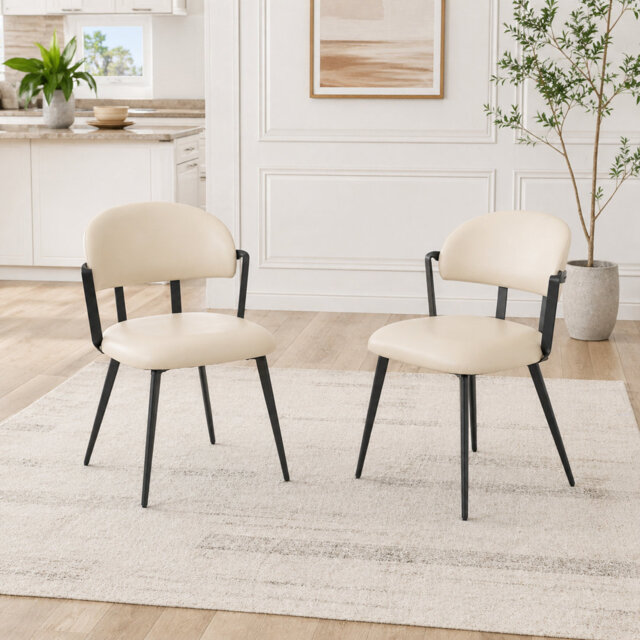 Windsor Space-Saving Dining Chair With Twisted Metal Detail, PU Upholstered